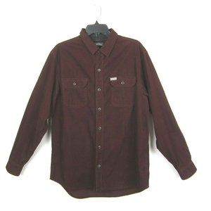 Eddie Bauer Burgundy Mens M Corduroy Shirt Long Sleeve Button Up Red